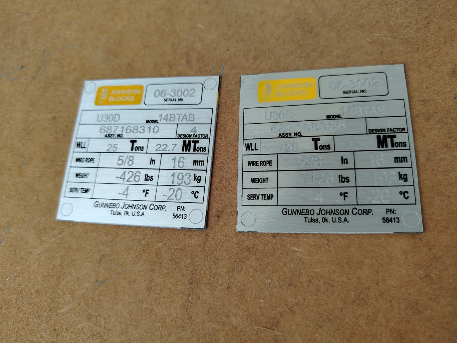 Datos técnicos de maquinaria